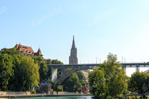 Preview: Bern, Switzerland. The Kirchenfeldbrücke Post Connects The Casino Square In The Old Town In Bern On