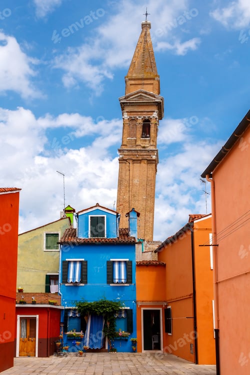Preview: The Island In The Lagoon Near Venice. Famous Tourist Attraction. Famous For Its Colorful Houses And