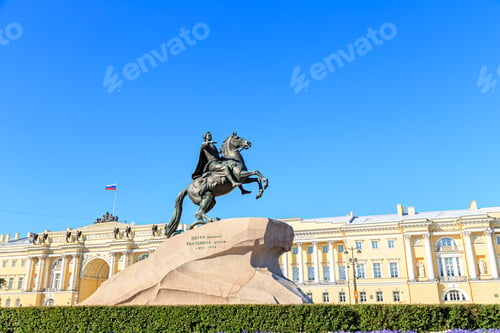 Preview: Saint-Petersburg, Russia. Monument To Peter I On Sennatskaya Square. Text Translated Into English