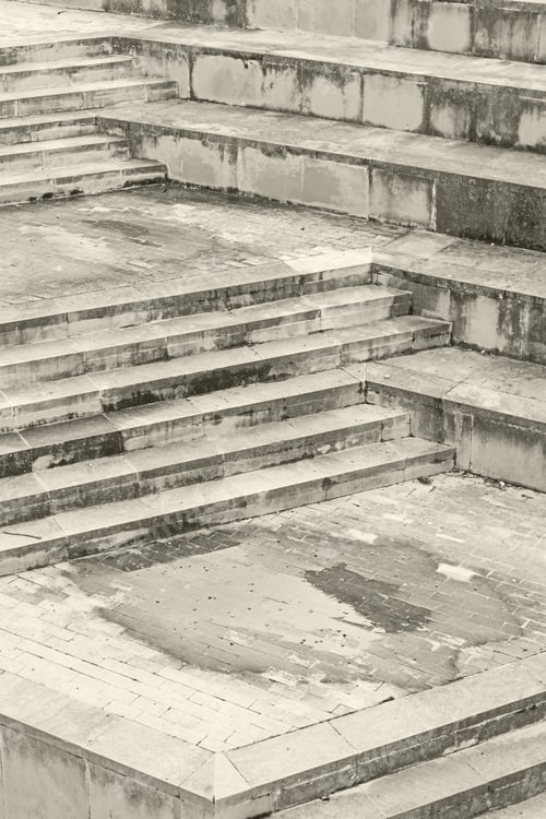 Preview: Stairs In Uneven Urban Plaza, Construction And Architecture