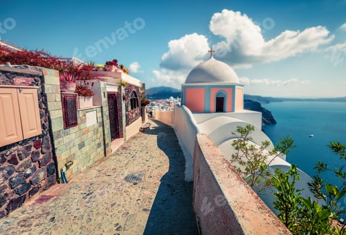 Preview: Perfect Morning View Of Santorini Island. Picturesque Spring Scene Of Famous Greek Resort Greece