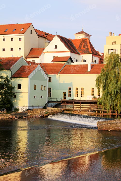 Preview: The Colorful Medieval Town Pisek In Czech Republic Above The River Otava