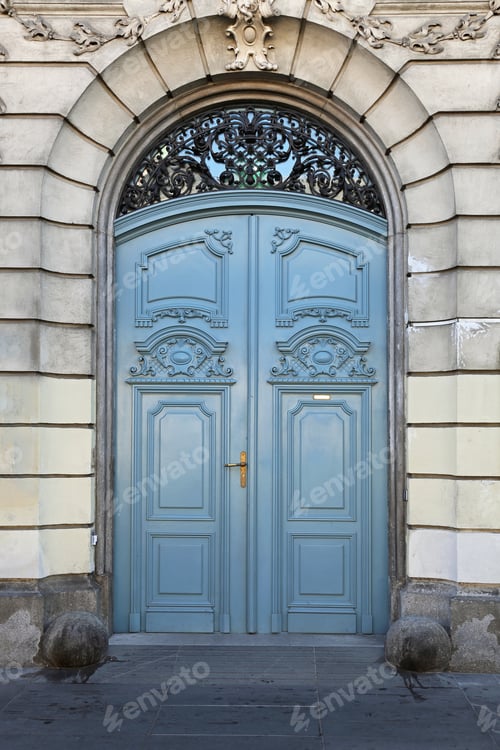 Preview: Big Blue Doors With Stone Arch In Ljubljana