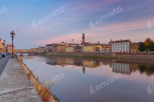 Preview: Florence. The City Embankment Along The Arno River.