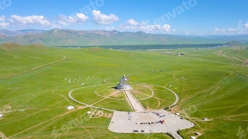 Preview: Equestrian Statue Of Genghis Khan In Sunny Weather. Mongolia, Ulaanbaatar, From Drone