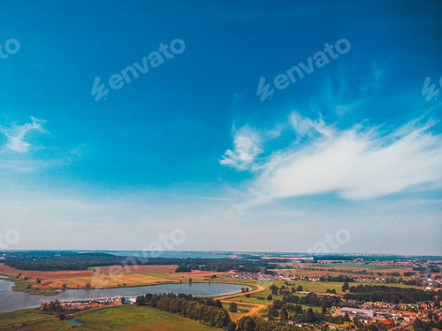Preview: Beautiful Village From The Top View With Small Lakes, Noise