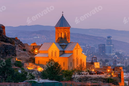 Preview: View Of The Old Town And The Citadel Of Narikala At Sunset. Tbilisi. Georgia.