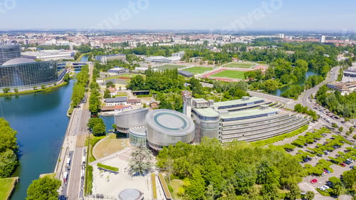 Preview: Strasbourg, France. The Complex Of Buildings Is The European Parliament, The European Court Of