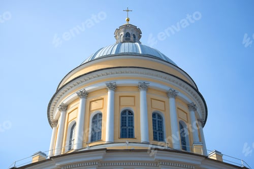 Preview: The Main Dome Of Trinity Cathedral Of Alexander Nevsky Lavra Close Up Against The Background Of The