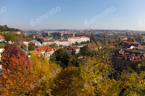 Preview: Autumn Prague City With With Its Buildings, Towers, Cathedrals And Bridges In The Sunny Day, Czech