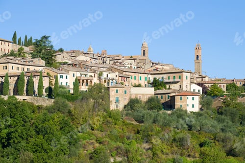 Preview: A View Of The Medieval Town Of Montalcino On A Sunny Afternoon. Italy
