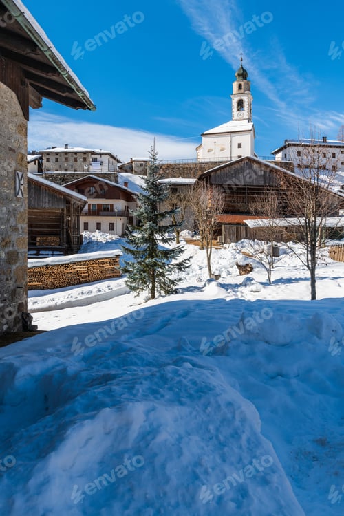 Preview: Winter In Sauris Di Sotto. Magic Of Snow And Old Wooden Houses. Italy