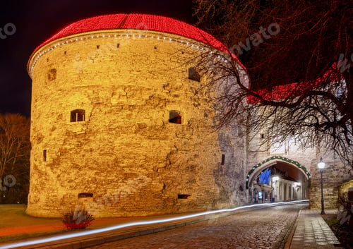 Preview: Ancient Tower Fat Margarita At Night . Tallinn. Estonia.