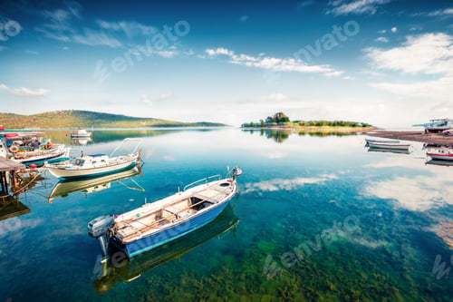Preview: Captivating Spring Scene Of Small Fishing Port - Mikrovivos. Stunning Morning Seascape Of Aegean