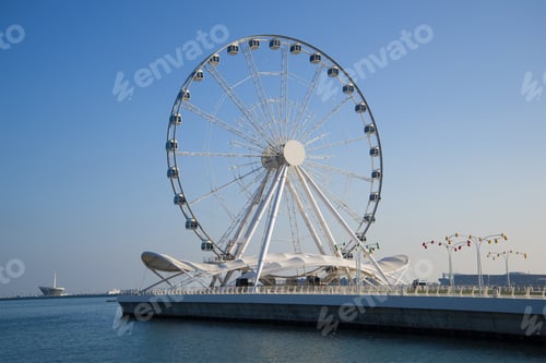 Preview: Big Wheel On The Embankment Of The Caspian Sea In The Sunny Day. Baku, Azerbaijan