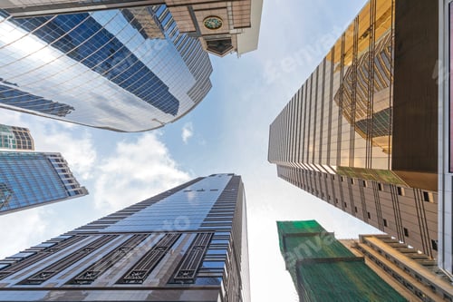 Preview: Looking Up Office Building Skyscrapers In Hong Kong