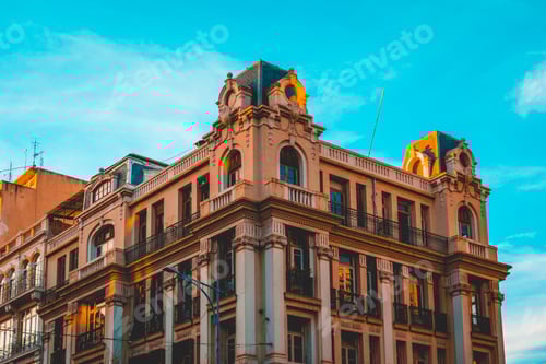 Preview: Historical Corner Building At Greece With Beautiful Sky