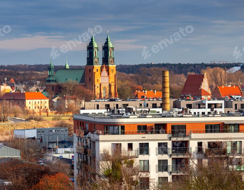 Preview: Scenic Aerial View Of The City At Sunrise. Poznan. Poland.