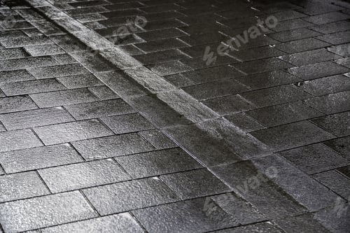 Preview: Street With Tiles And Rain Water, Storm And Humidity