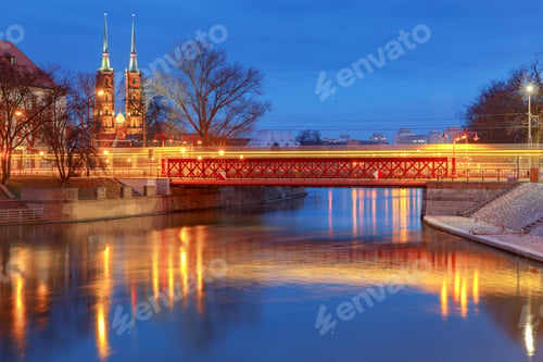 Preview: View Of The Cathedral Of St. John The Baptist On The Island Tumski In Wroclaw On The Sunset. Poland.