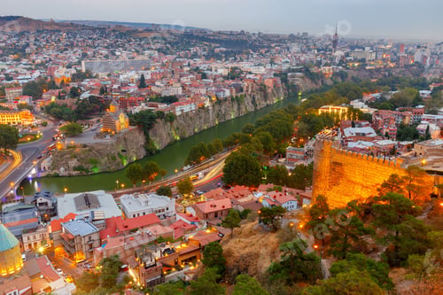 Preview: Tbilisi. View Of The City At Night.