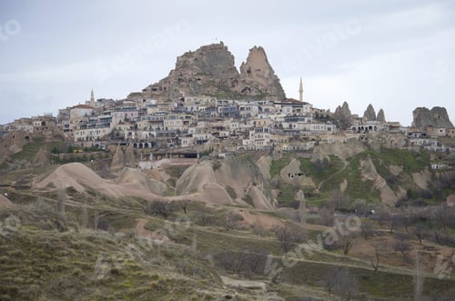Preview: Views Of The Old Town Of Uchisar Cloudy Winter Day. Turkey