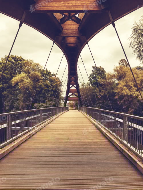 Preview: Vintage Colored Wood Bridge In Forest