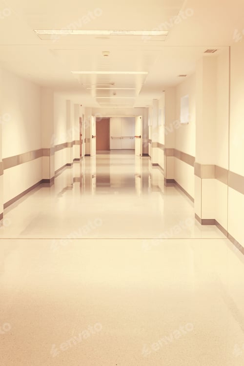 Preview: Empty Hospital Hall With White Walls, Medicine