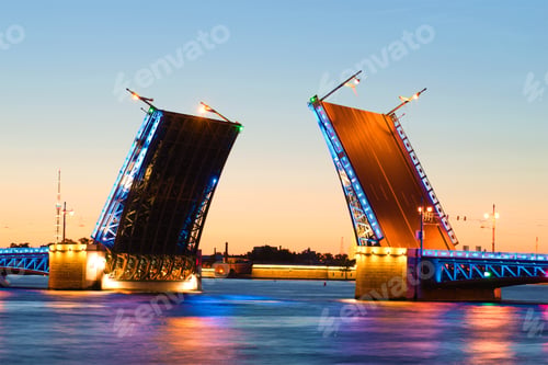 Preview: Divorced Palace Bridge White July Night. Saint Petersburg, Russia