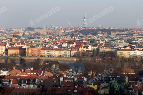 Preview: Sunny Frosty Winter Prague City With Its Cathedrals, Historical Buildings And Towers, Czech Republic