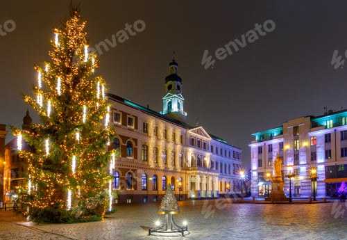 Preview: Christmas Tree At The Town Hall Square In The Night Illumination. Riga. Latvia.