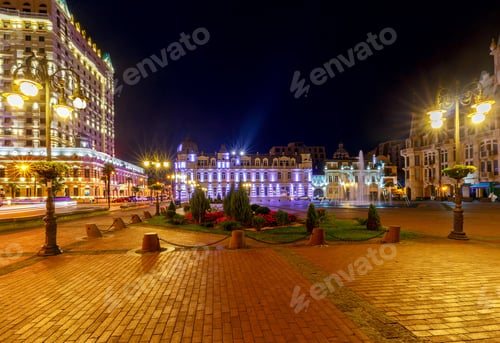 Preview: Batumi. Europe Square At Night.