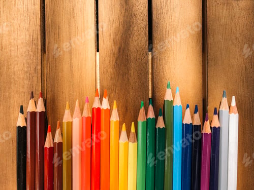 Preview: Exhibition Of Colored Pens On Cheerful Background.