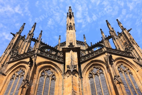 Preview: Beautiful Gothic St. Vitus' Cathedral On Prague Castle With Blue Sky