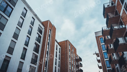 Preview: Street Level View Of Modern City With Luxury Apartments On Either Side