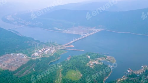 Preview: Krasnoyarsk Hydroelectric Power Station On The Yenisei River. Russia, From Dron