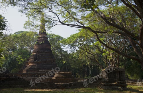 Preview: Chedi Ancient Wat Nang Phaya In The Subtropical Forest. Si Satchanalai, Thailand