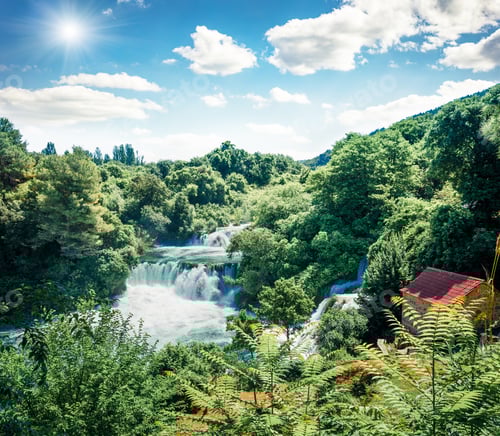 Preview: Икшпре Summer View Of Skradinski Buk Waterfall. Splendid Morning Scene Of Krka National Park