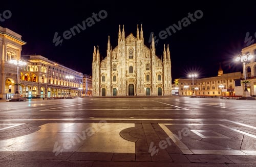 Preview: Milan Cathedral, The Duomo Di Milano At Dawn, One Of The Largest Catholic Churches. Milan. Italy.