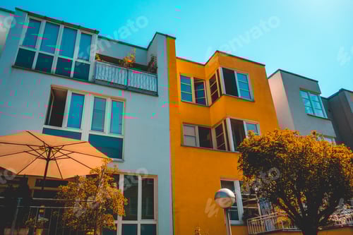 Preview: White And Orange Colored Modern Townhouses At Berlin