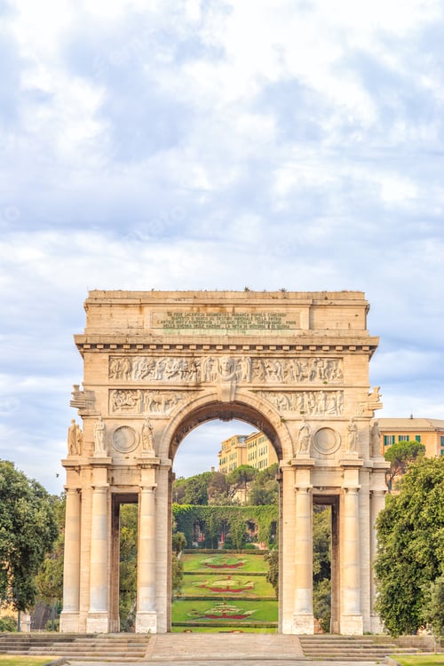 Preview: Italy, Genoa. Arch Of Victory. Text In En: Genoa. The Sons Dead For The Homeland Fighting On The