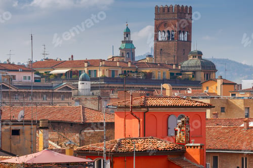 Preview: Aerial View Of The Historical Part Of The City And The Tower. Bologna. Italy.