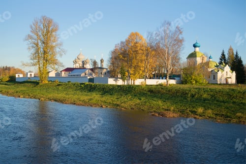 Preview: View Of The Tikhvin Deiparous Uspensky Monastery In The October Evening. Tikhvin, Russia