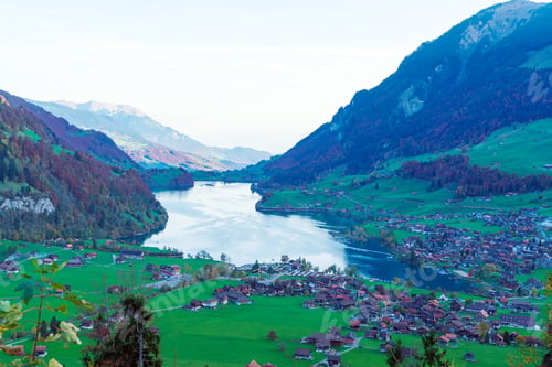 Preview: Valley Of Lake Lungern Or Lungerersee With Traditional Alps Chalets In Obwalden, Switzerland