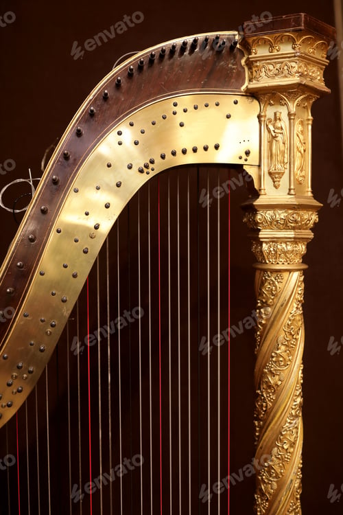 Preview: Details Of Harp On The Burgundy Background
