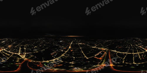 Preview: Ivanovo, Russia. Night Panorama Of The City. Aerial View. Panorama 360
