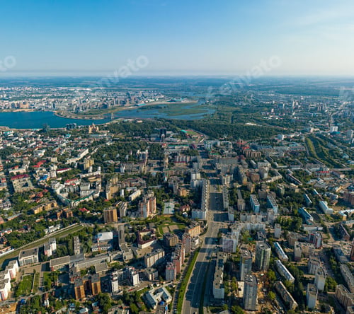 Preview: Kazan, Russia. Aerial View. Panorama Of Kazan, Stadium, Millennium Bridge