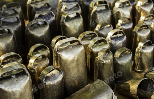 Preview: Bronze Metal Bells In Craft Stall, Decoration Objects