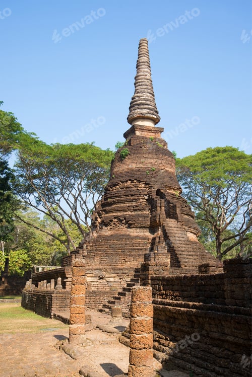 Preview: Chedi Ancient Buddhist Temple Wat Nang Phaya In Si Satchanalai Historical Park. Thailand