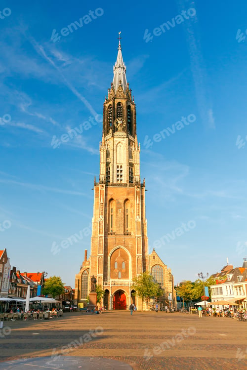 Preview: Delft. Old Church With A Bell Tower.